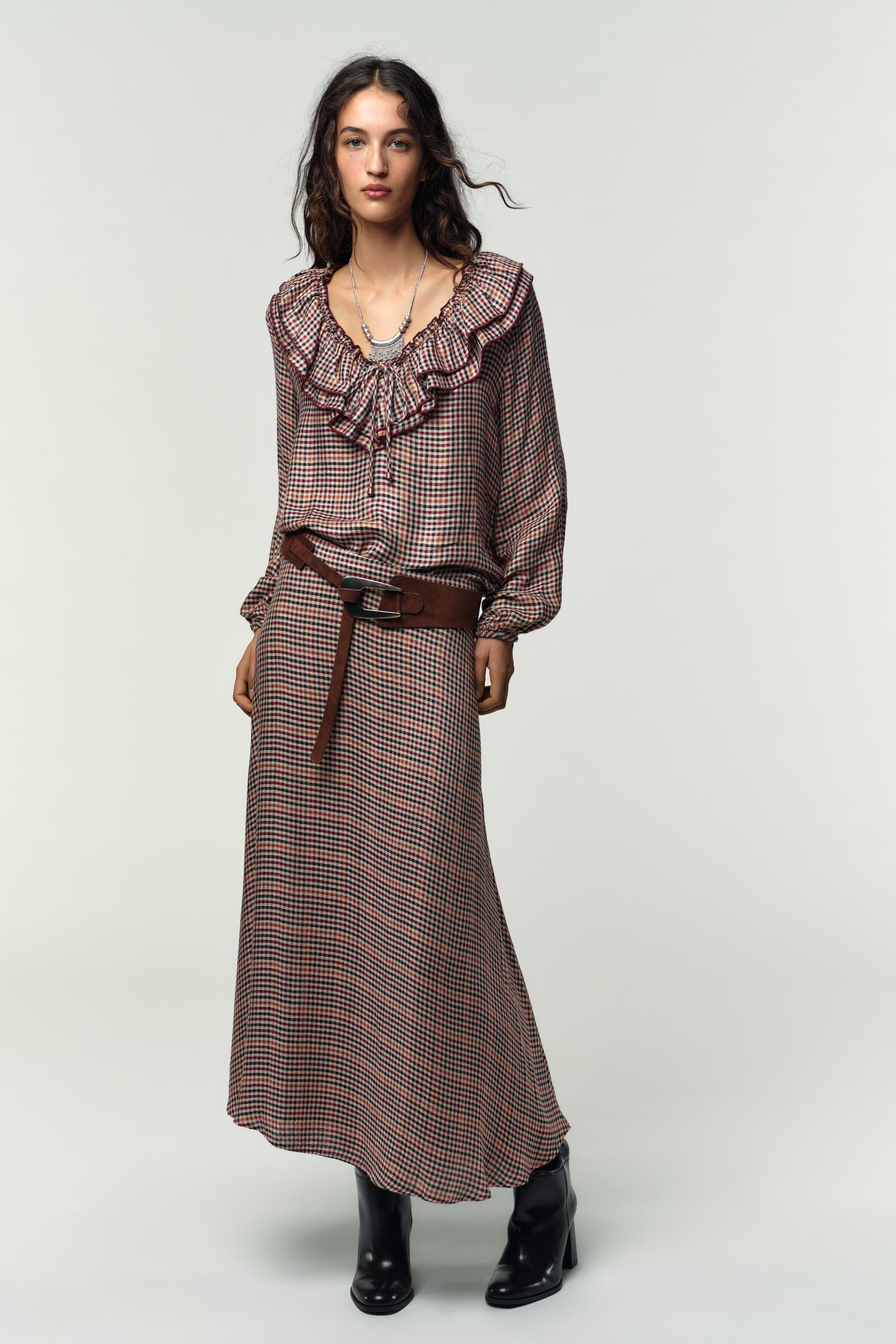 PLAID SKIRT WITH BELT
